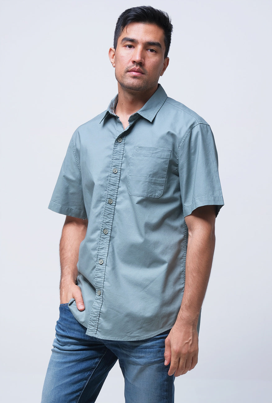 Kemeja Lengan Pendek Regular Dash Sage Green