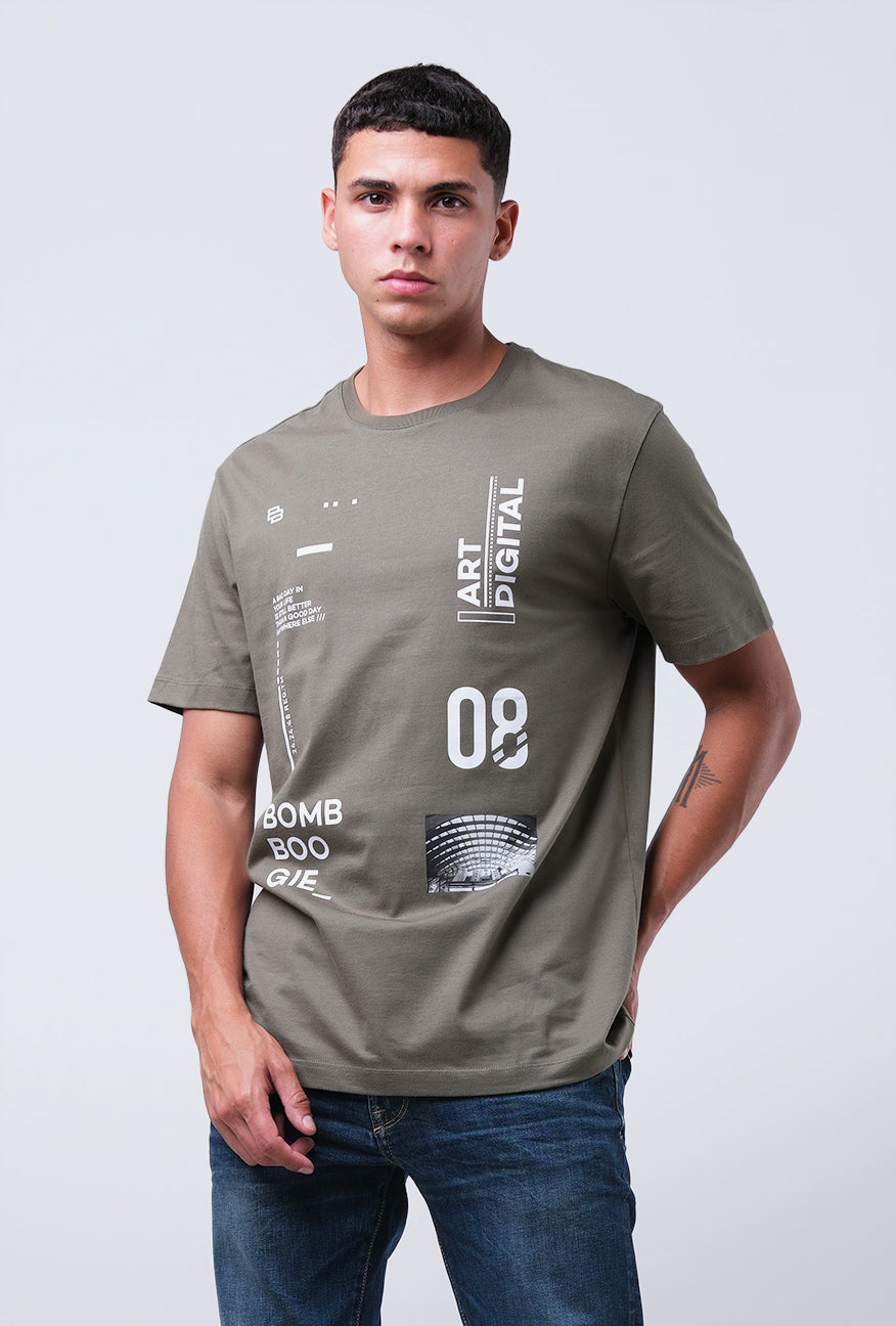 T-Shirt Lengan Pendek Slimfit Stevold Army