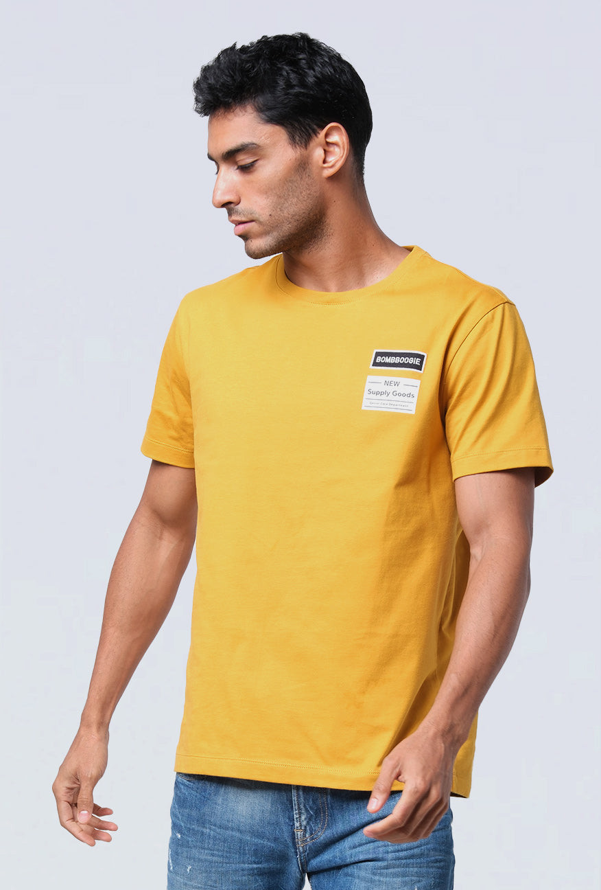 T-Shirt Lengan Pendek Slimfit Rochas Mustard