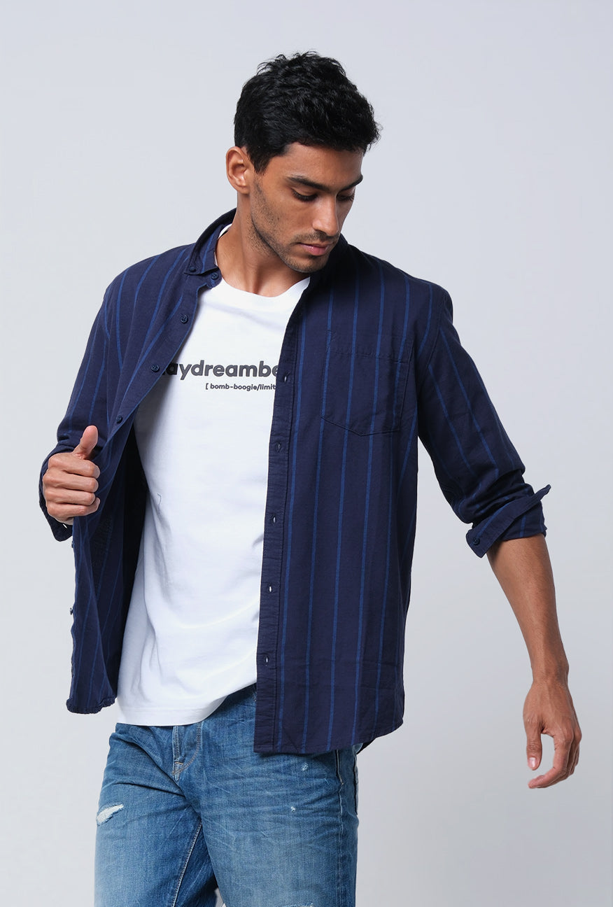 Kemeja Lengan Panjang Townley Navy Blue