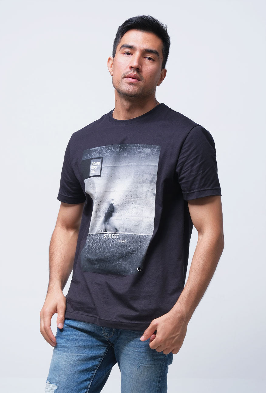 T-Shirt Lengan Pendek Slimfit Regrain Black