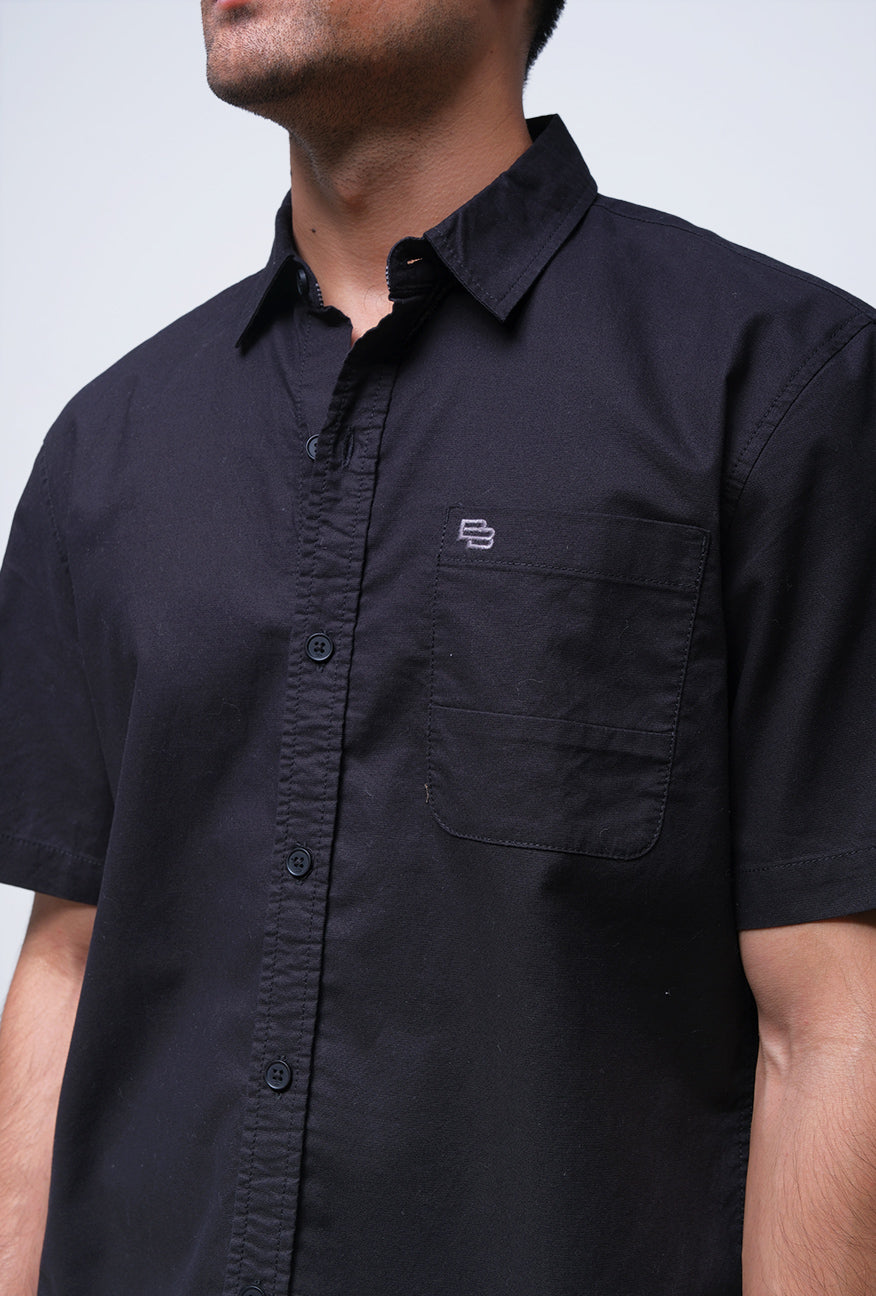 Kemeja Lengan Pendek Regular Dash Black