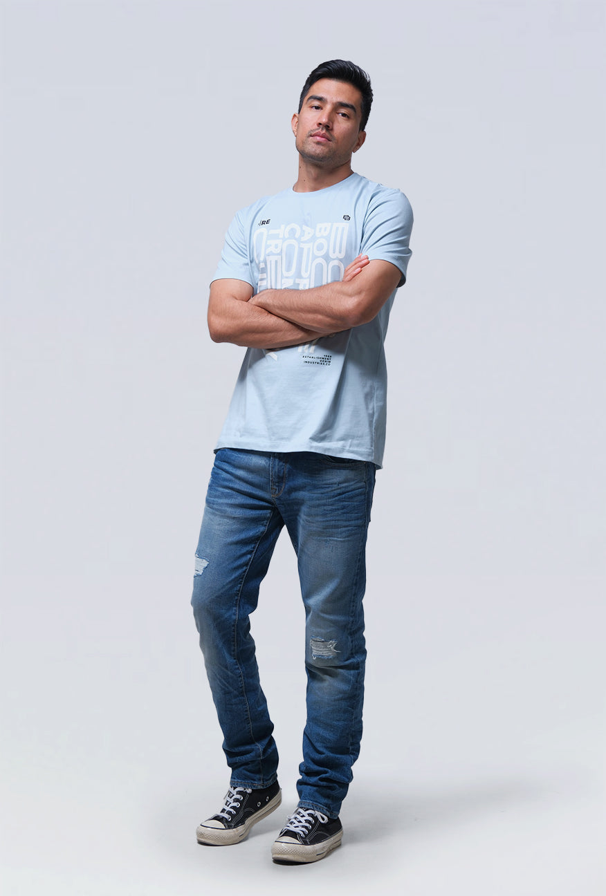 T-Shirt Lengan Pendek Slimfit Phevill Baby Blue
