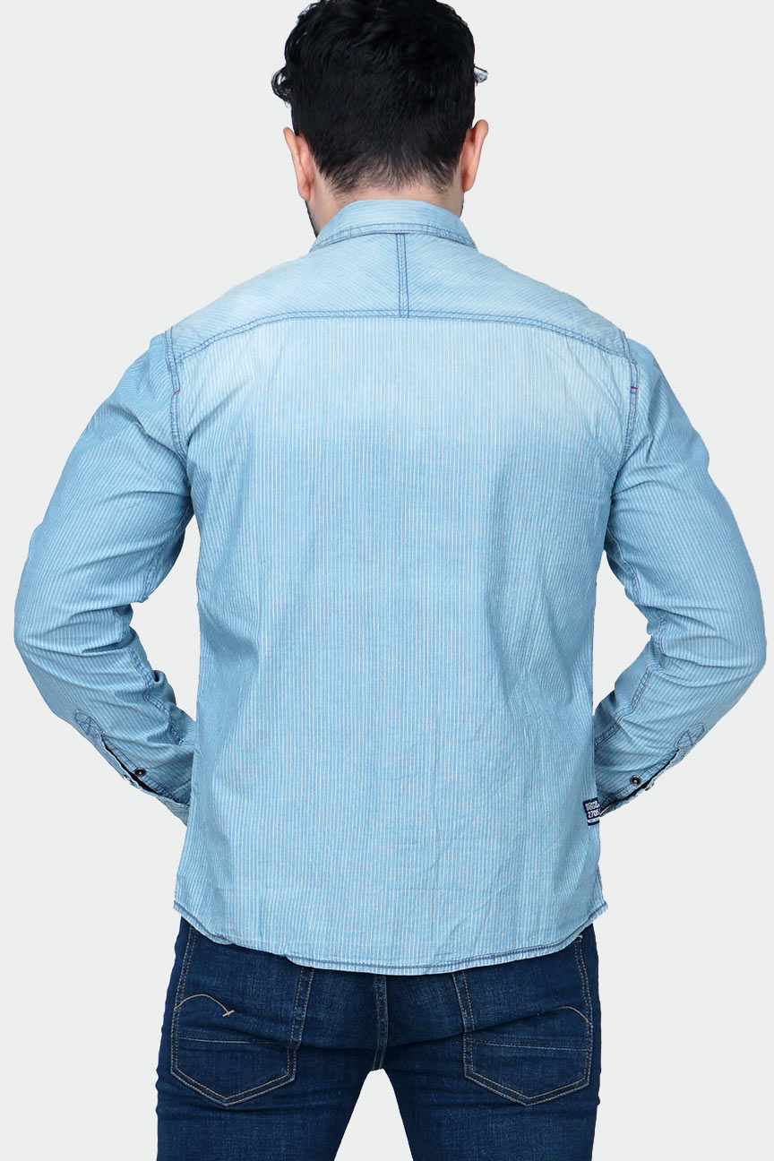 Kemeja Lengan Panjang Eraser Chambray Medium Light Blue