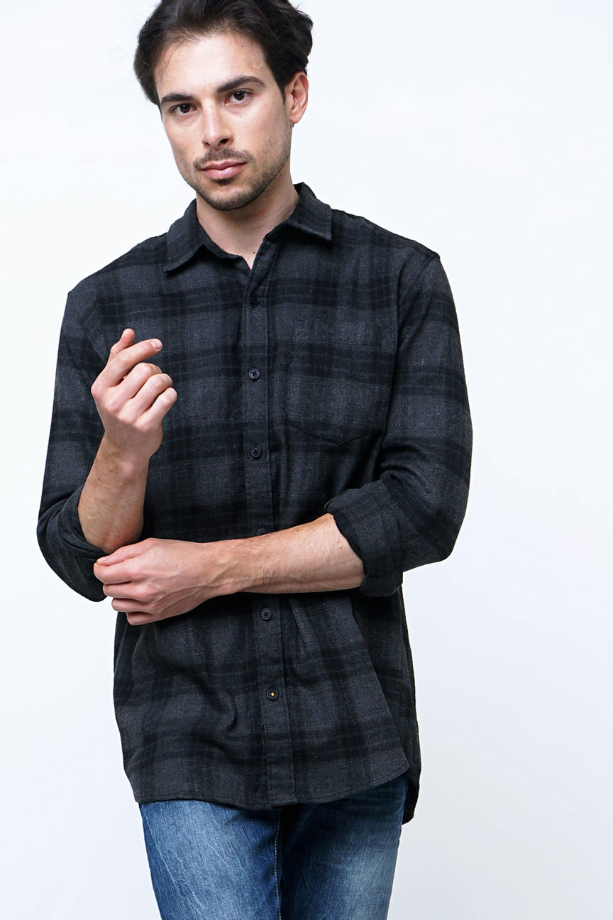 Kemeja Flanel Bradley Grey Black