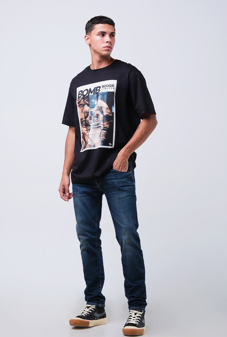 T-Shirt Lengan Pendek Regular Marlon Black 2.0