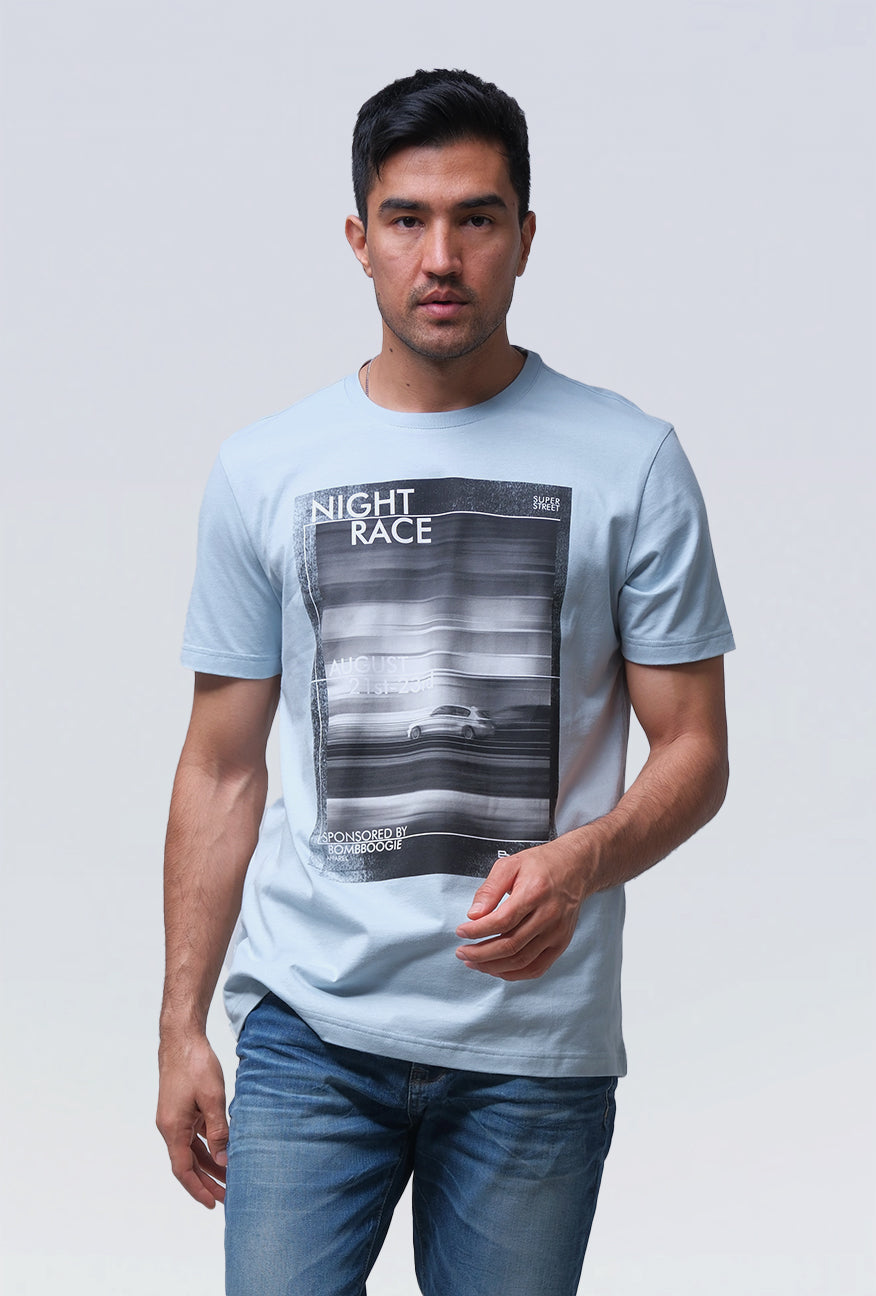 T-Shirt Lengan Pendek Slimfit Mortain Baby Blue