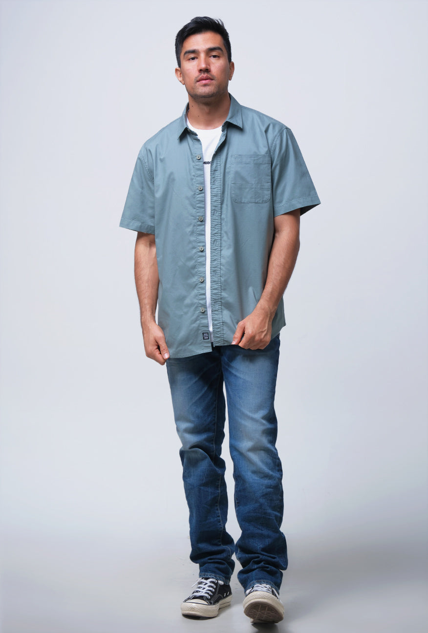 Kemeja Lengan Pendek Regular Dash Sage Green