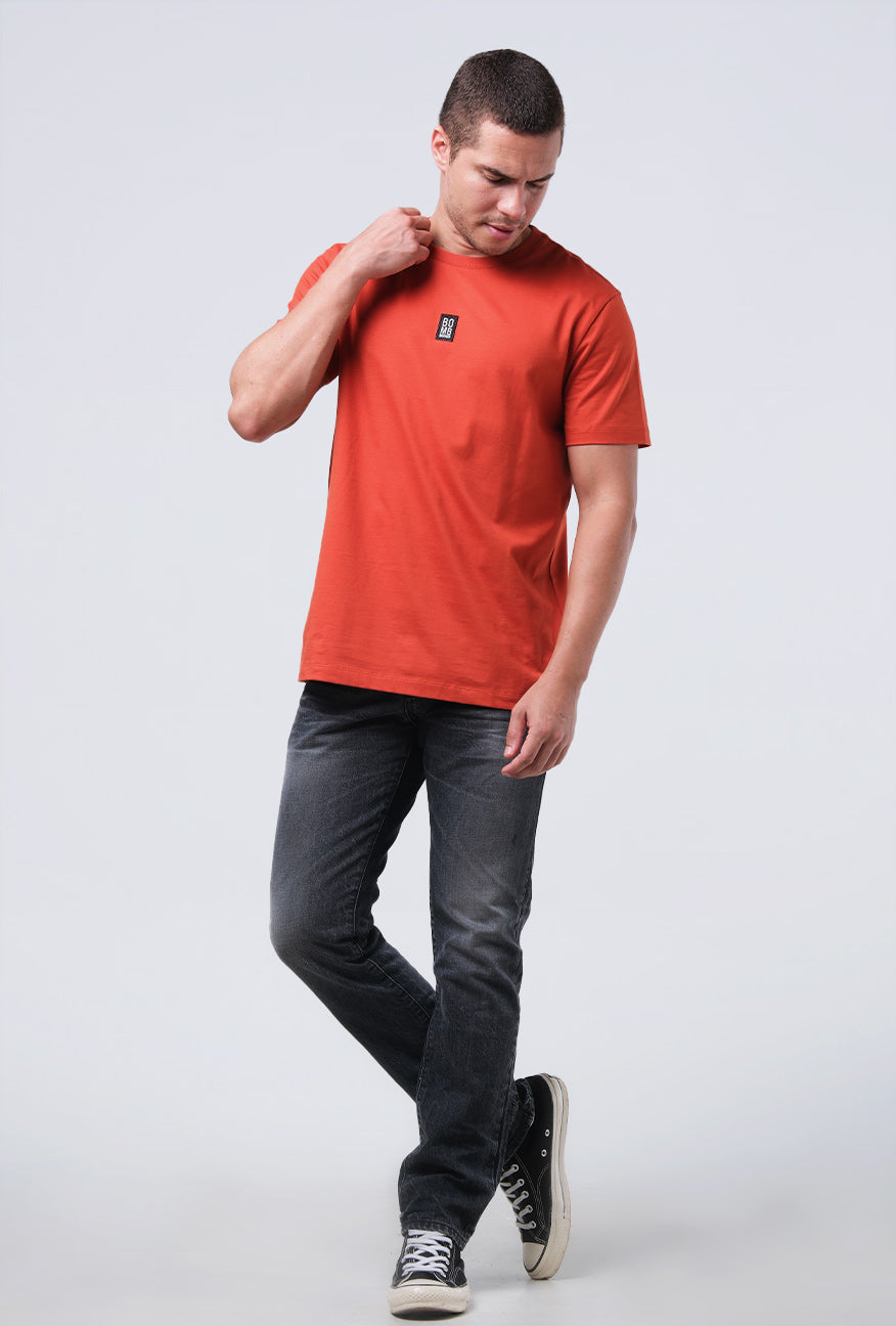 T-Shirt Lengan Pendek Slimfit Hambly Dark Orange