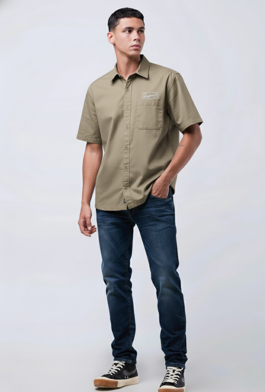 Kemeja Lengan Pendek Regular Mapex Olive