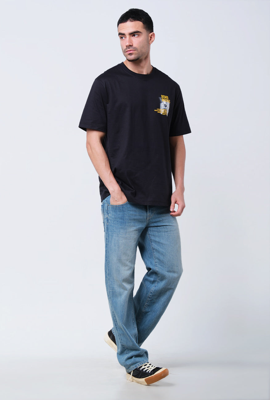T-Shirt Lengan Pendek Regular Heliot Black
