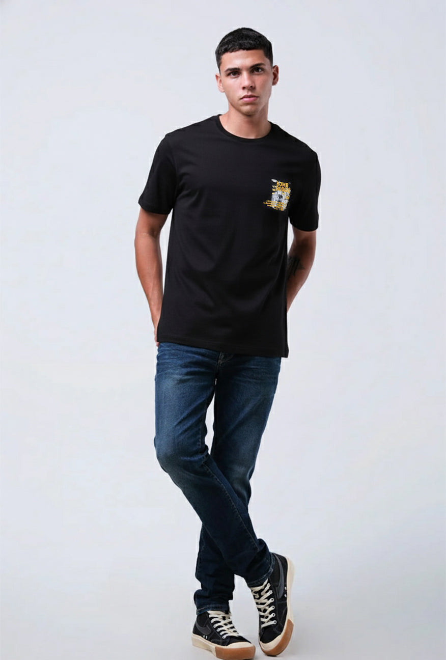 T-Shirt Lengan Pendek Regular Heliot Black