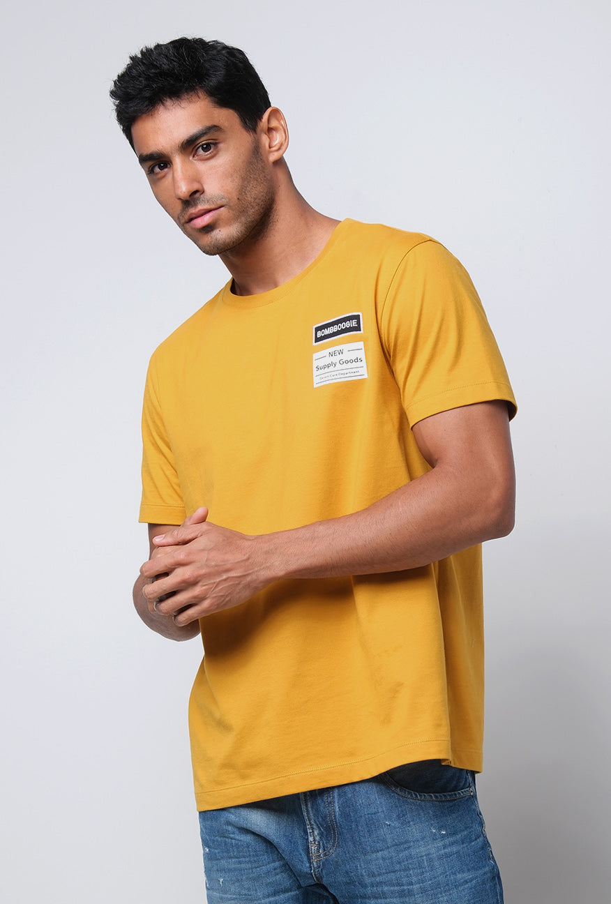 T-Shirt Lengan Pendek Slimfit Rochas Mustard