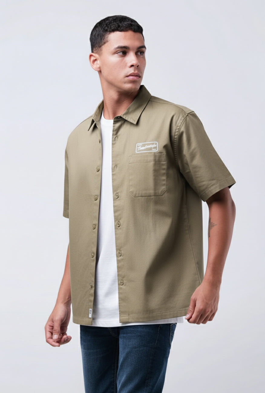 Kemeja Lengan Pendek Regular Mapex Olive