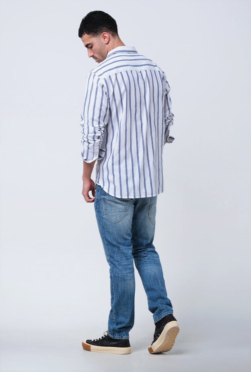 Kemeja Lengan Regular Panjang Slinky Blue White Navy