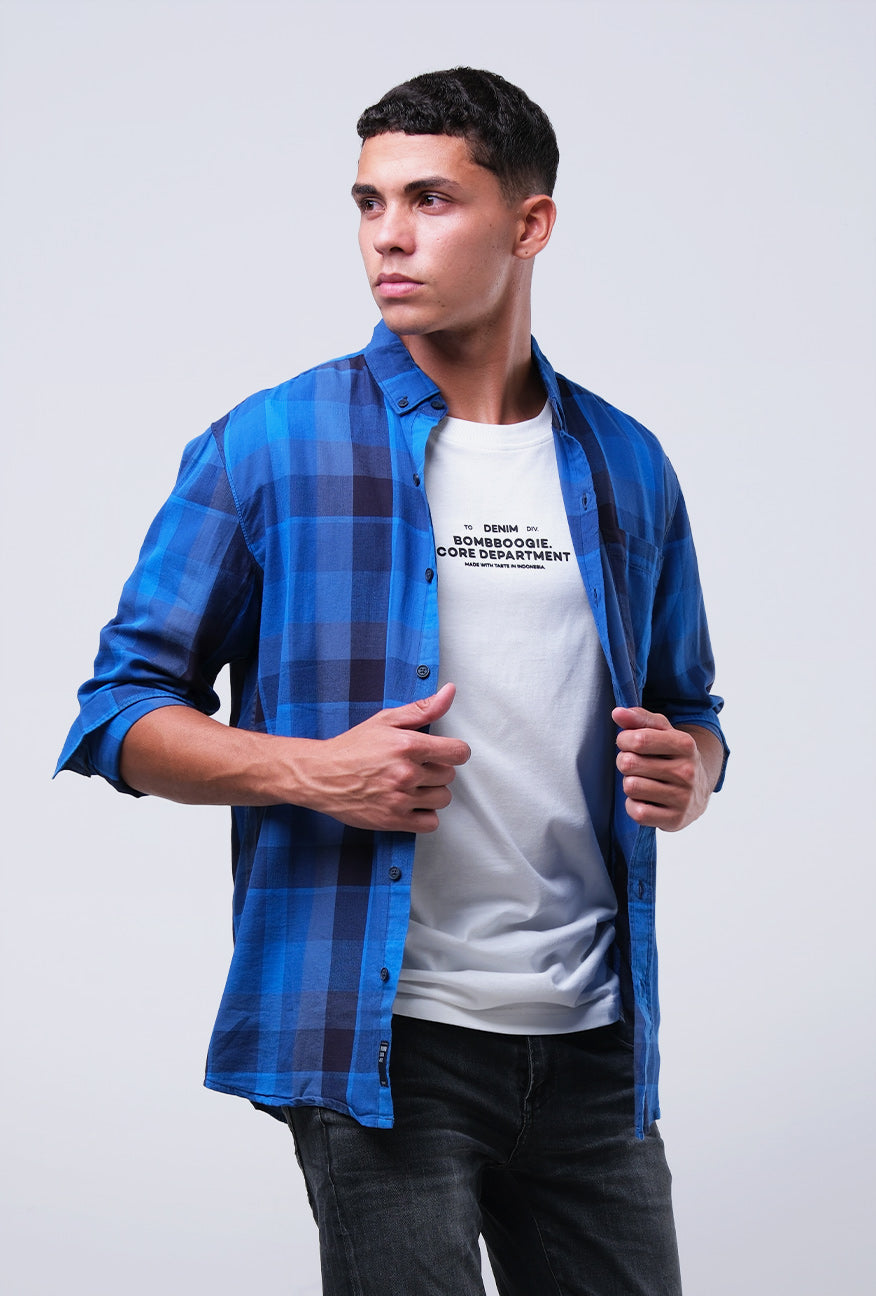 Kemeja Lengan Panjang Muska Navy Blue
