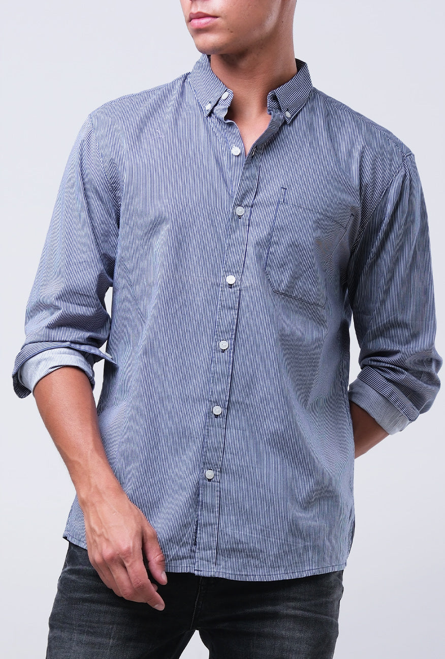 Kemeja Lengan Panjang Blue Vader Navy White