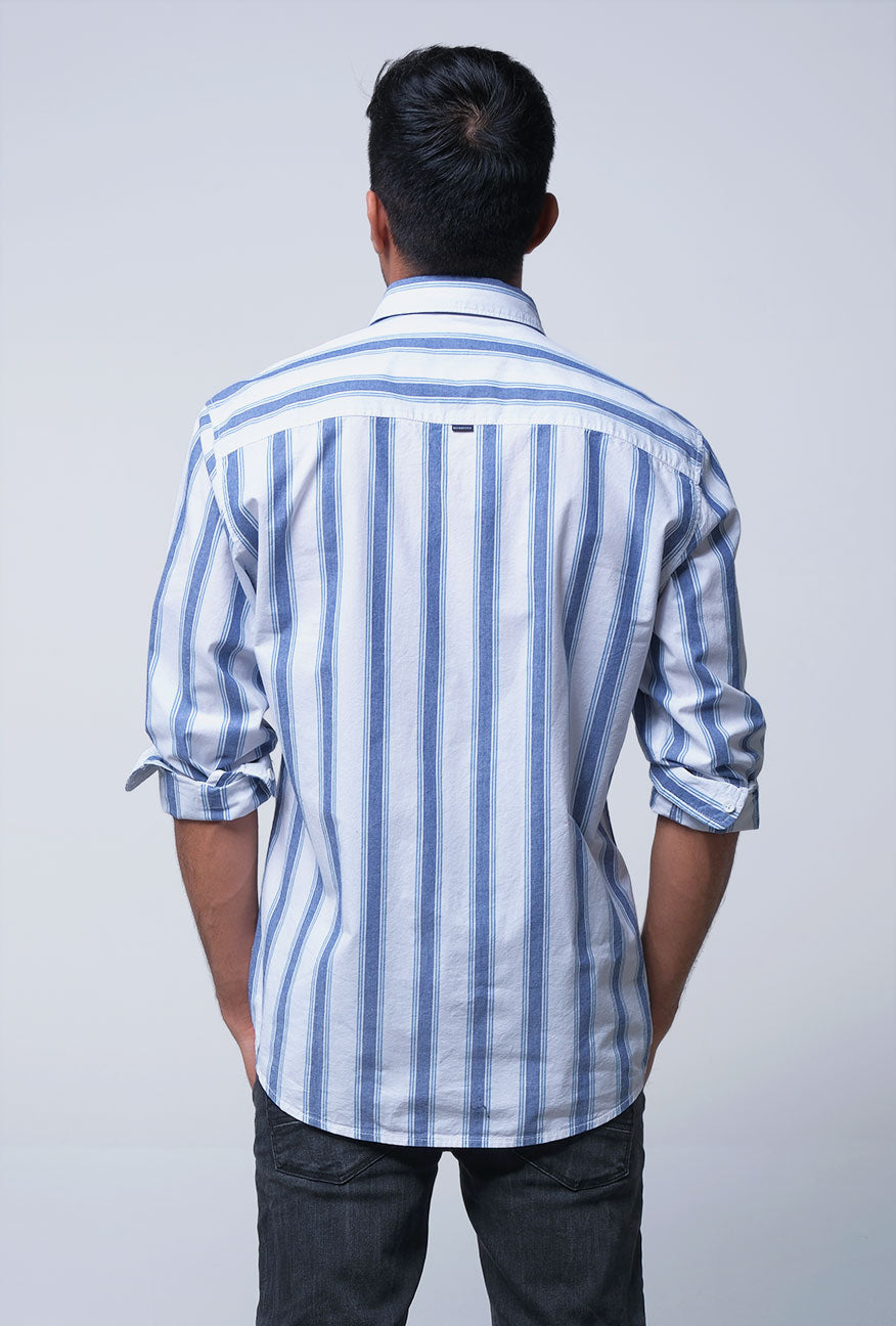 Kemeja Lengan Panjang Regular Rondo Offwhite Navy