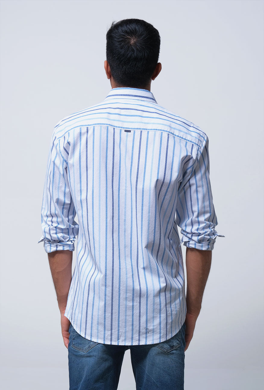 Kemeja Lengan Panjang Regular Rader Offwhite Navy