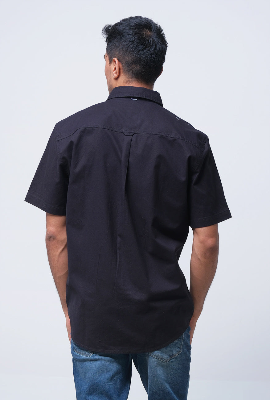 Kemeja Lengan Pendek Regular Dash Black
