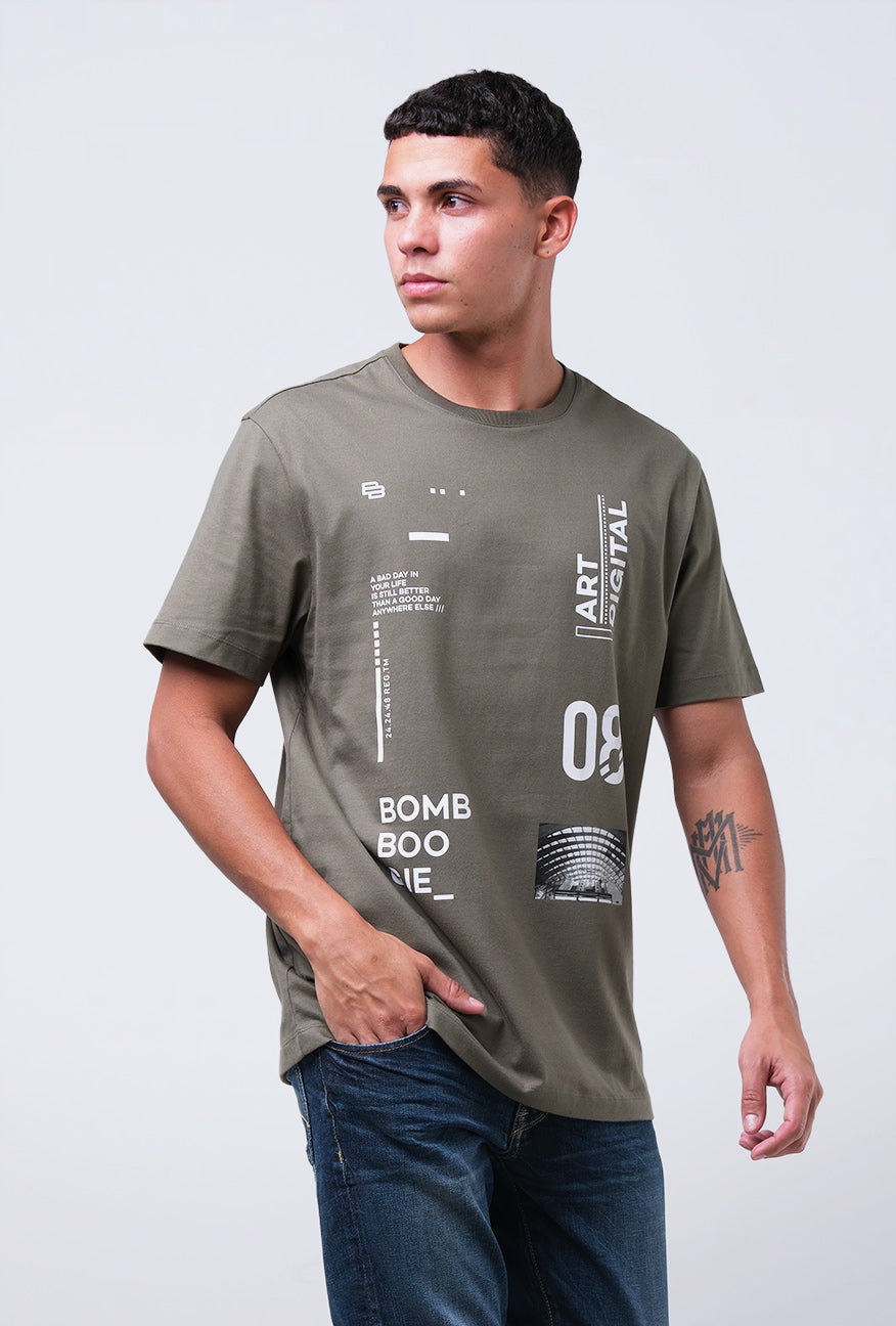 T-Shirt Lengan Pendek Slimfit Stevold Army