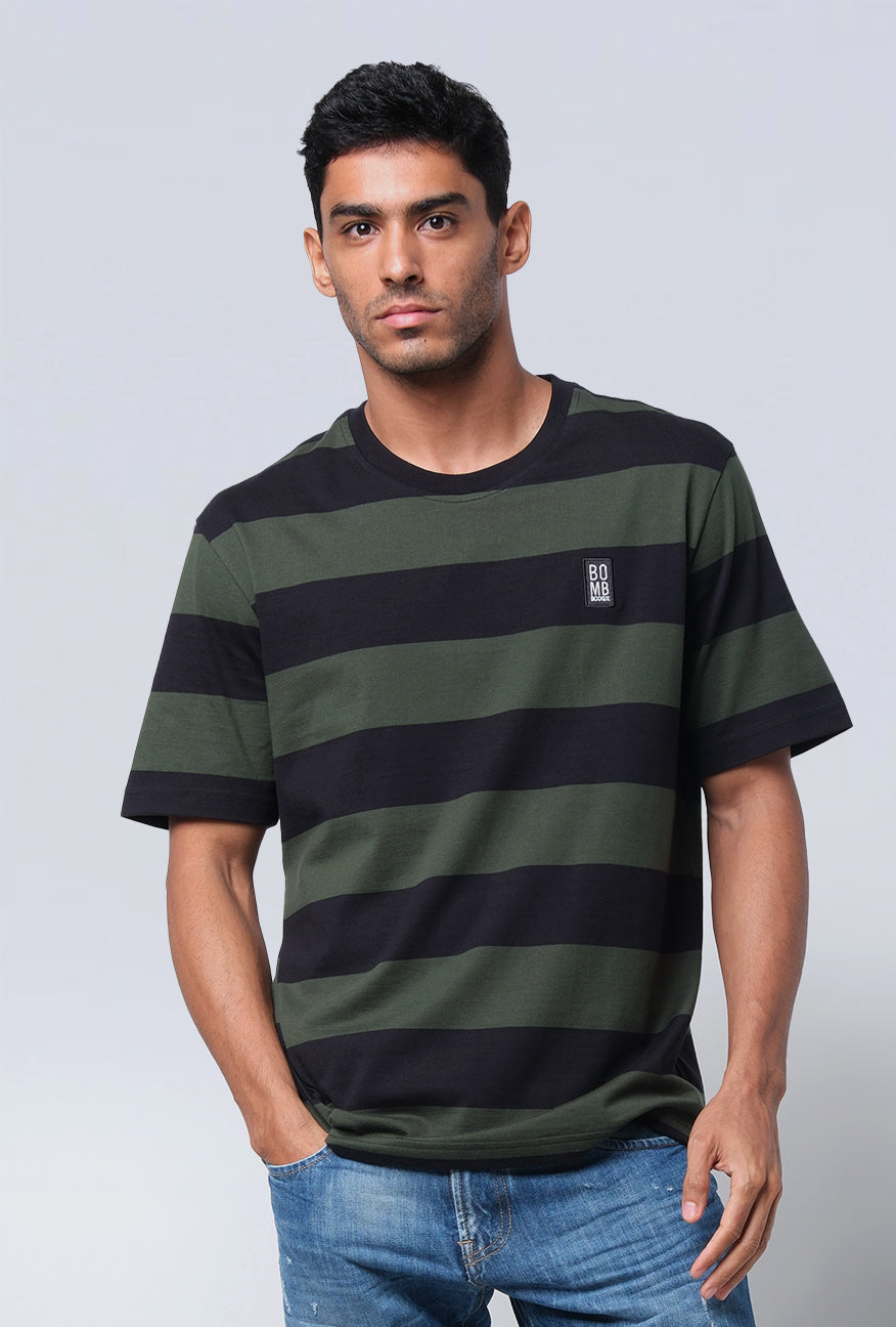 T-Shirt Lengan Pendek Regular Mossy Black Green