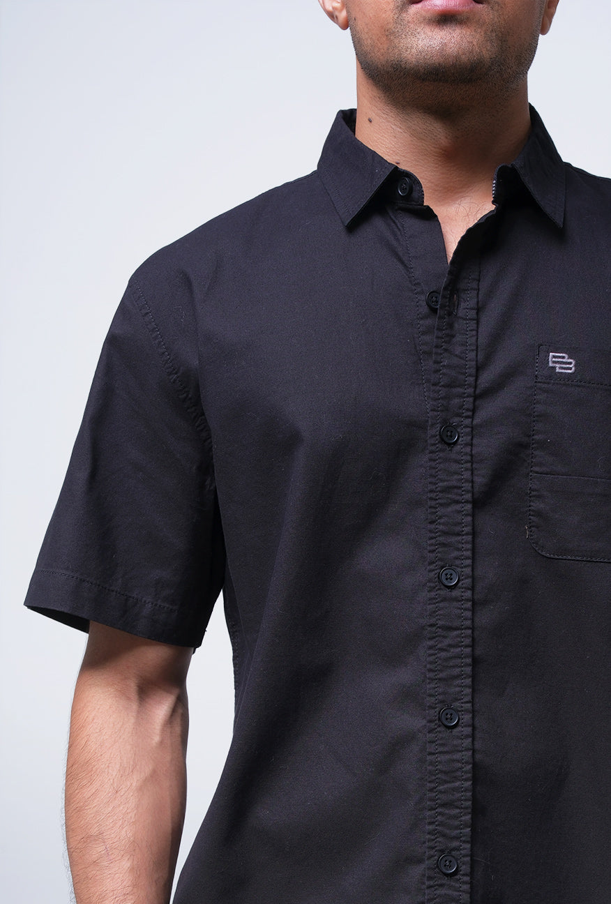 Kemeja Lengan Pendek Regular Dash Black