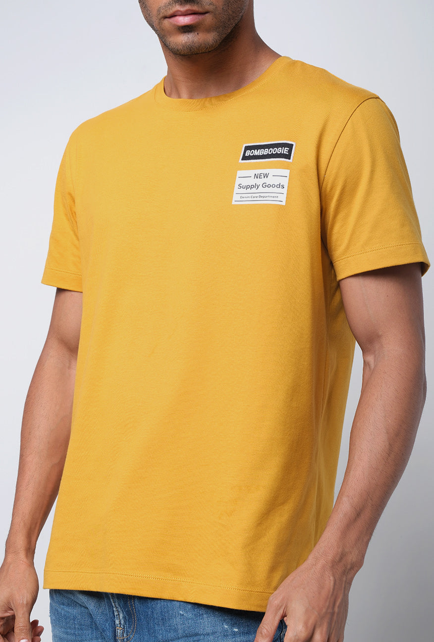 T-Shirt Lengan Pendek Slimfit Rochas Mustard