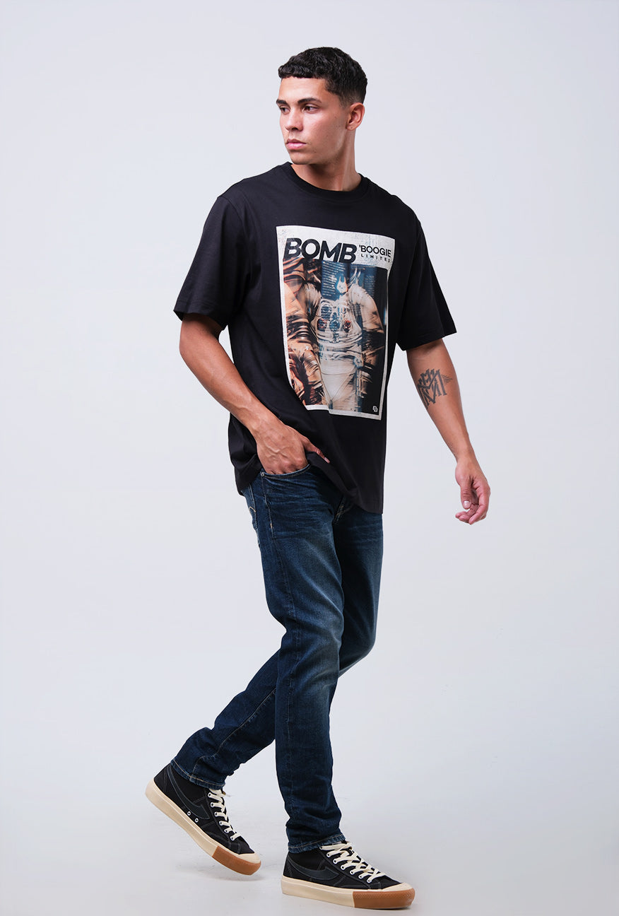 T-Shirt Lengan Pendek Regular Marlon Black 2.0