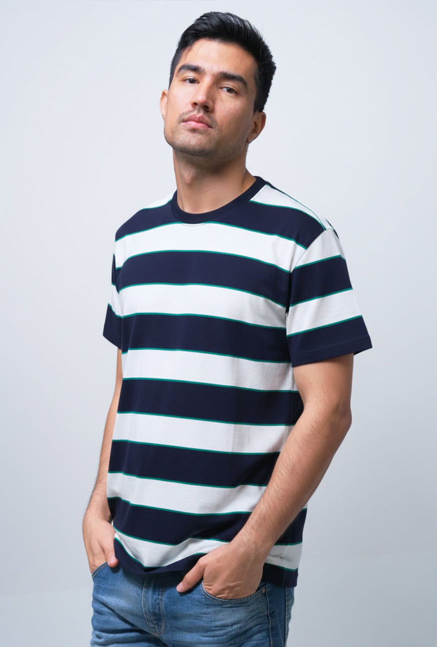 T-Shirt Lengan Pendek Regular Nevoid Navy White 2.0 Stripe