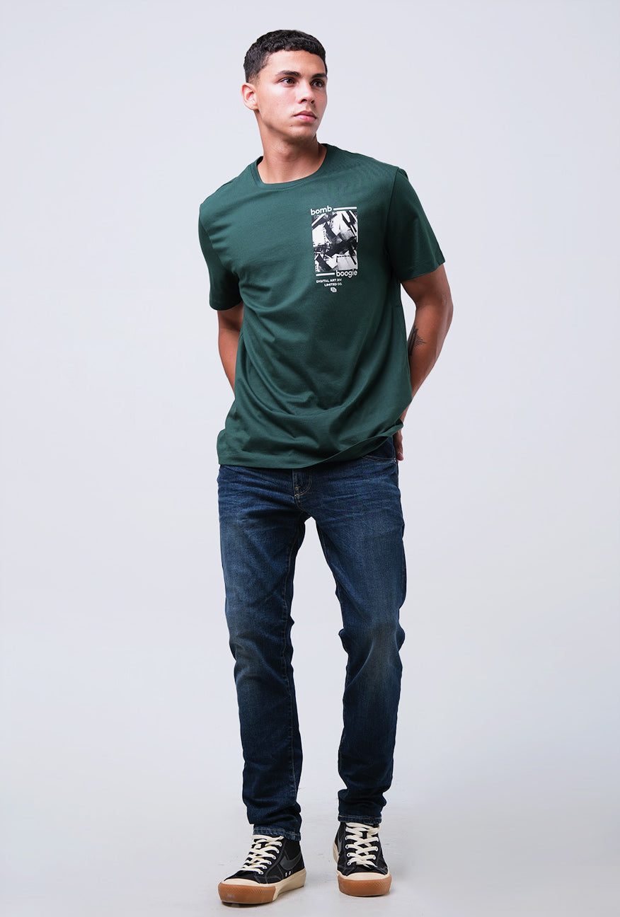 T-Shirt Lengan Pendek Slimfit Cricker Dark Green