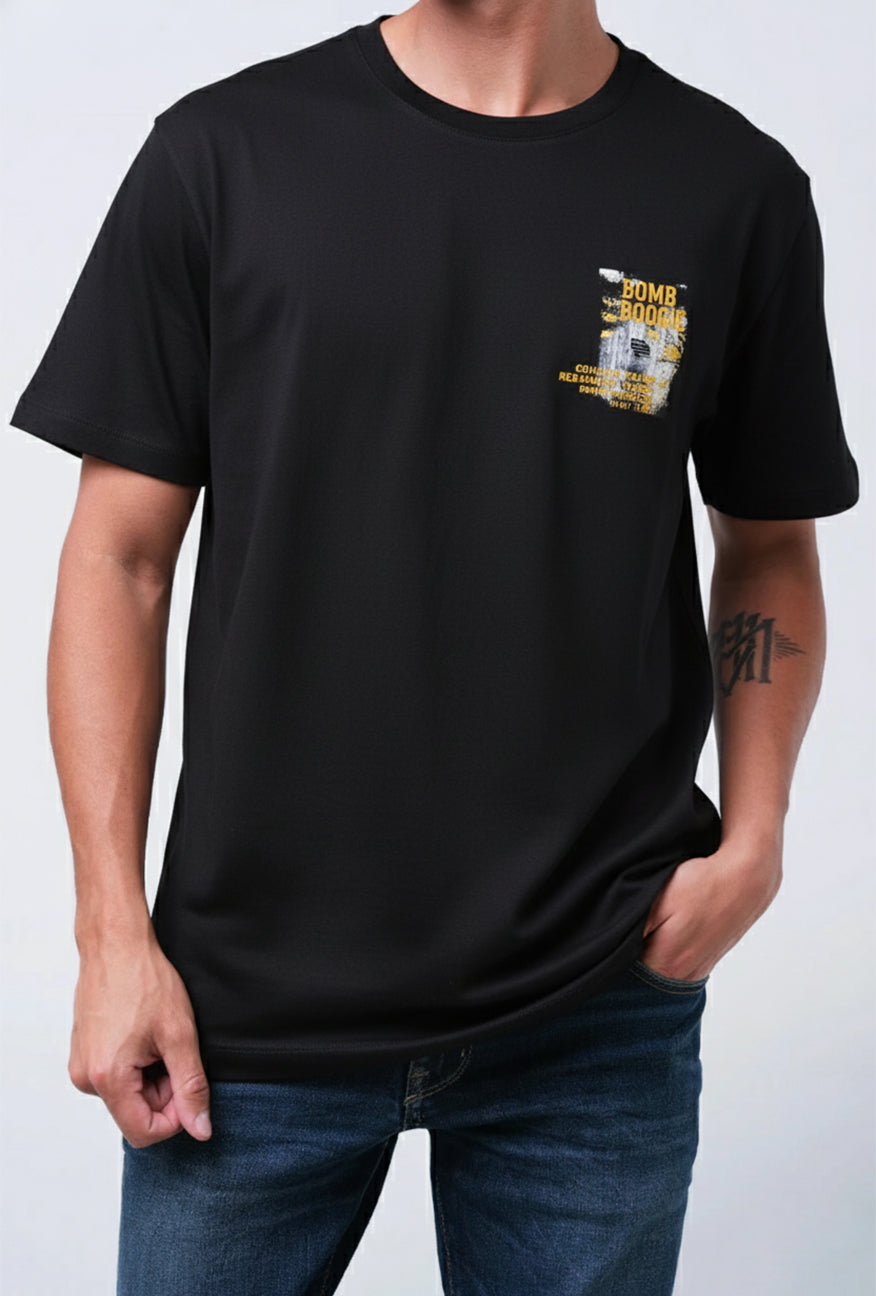 T-Shirt Lengan Pendek Regular Heliot Black