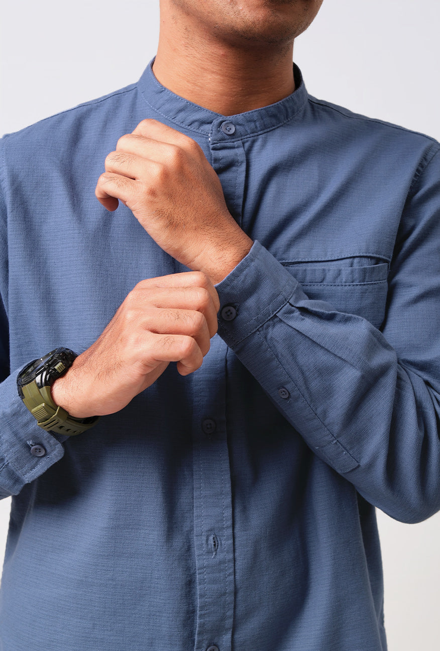 Kemeja Koko Lengan Panjang Regular Zamarin Blue