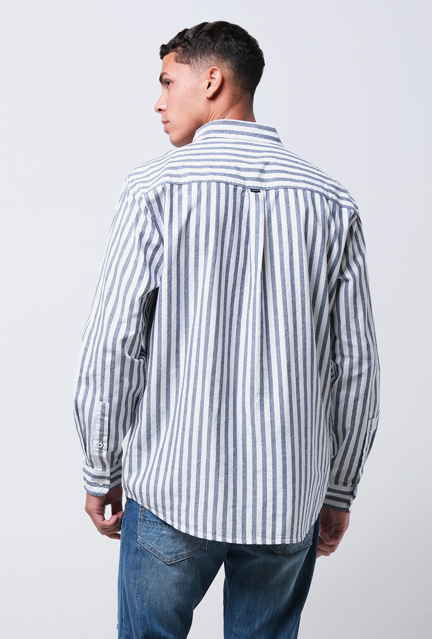 Kemeja Lengan Panjang Regular Helinski White Navy