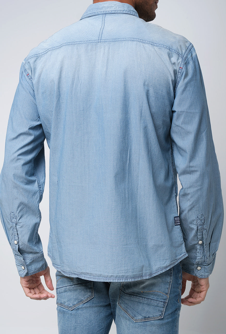 Kemeja Lengan Panjang Eraser Chambray Medium Light Blue