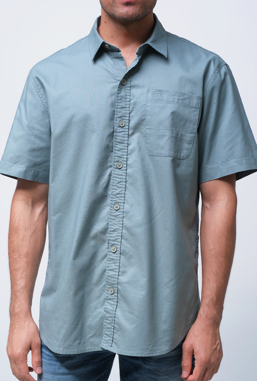 Kemeja Lengan Pendek Regular Dash Sage Green