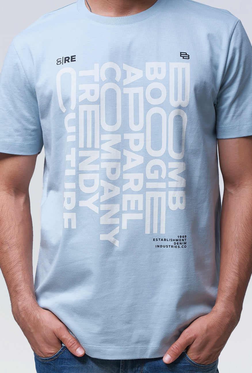 T-Shirt Lengan Pendek Slimfit Phevill Baby Blue