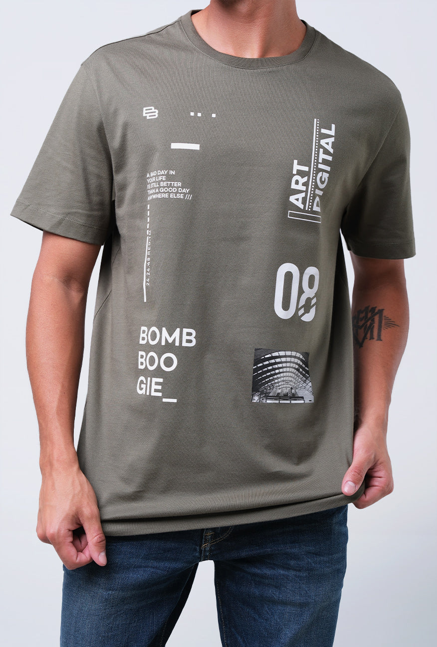 T-Shirt Lengan Pendek Slimfit Stevold Army