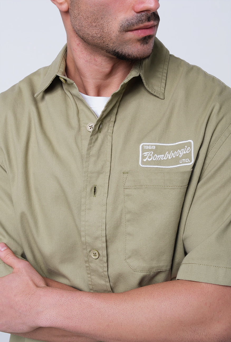 Kemeja Lengan Pendek Regular Mapex Olive