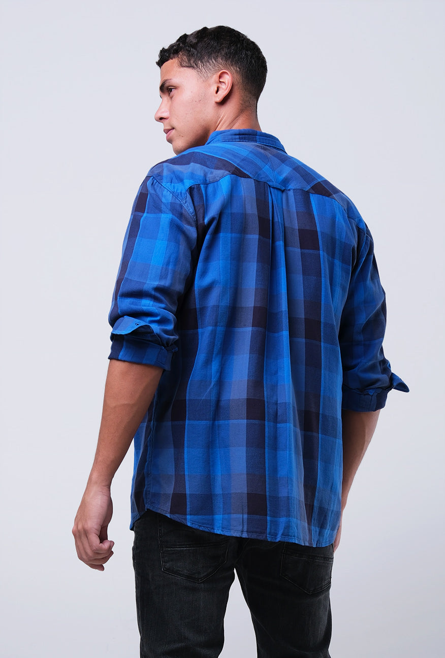 Kemeja Lengan Panjang Muska Navy Blue