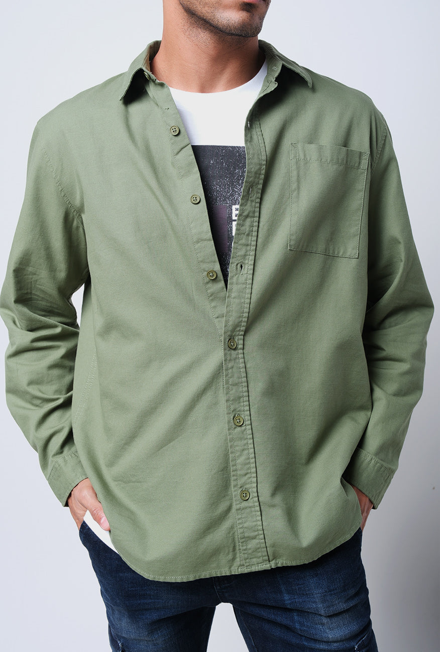 Kemeja Lengan Panjang Falcon Green Regular Shirt