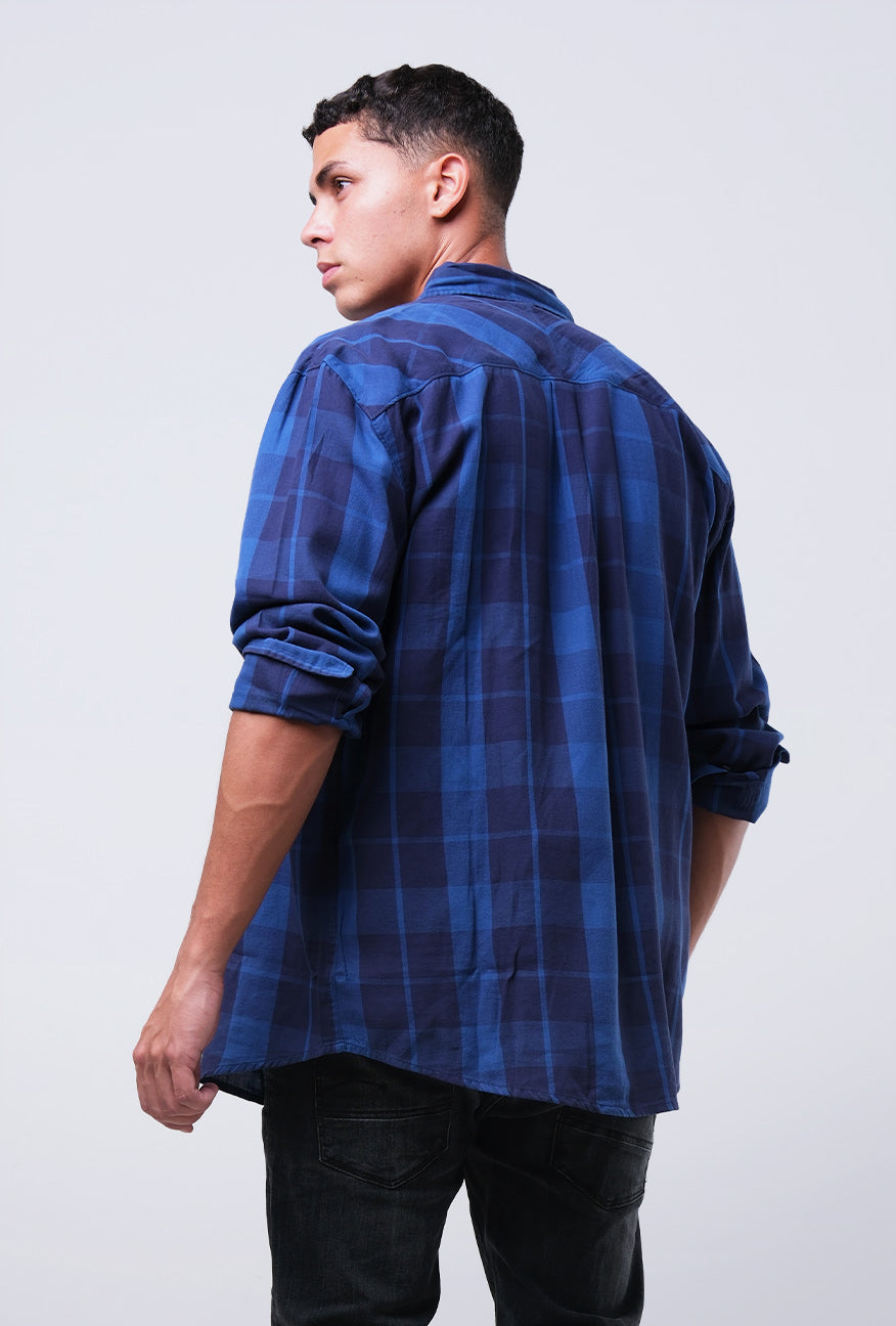 Kemeja Lengan Panjang Langley Navy Blue Regular