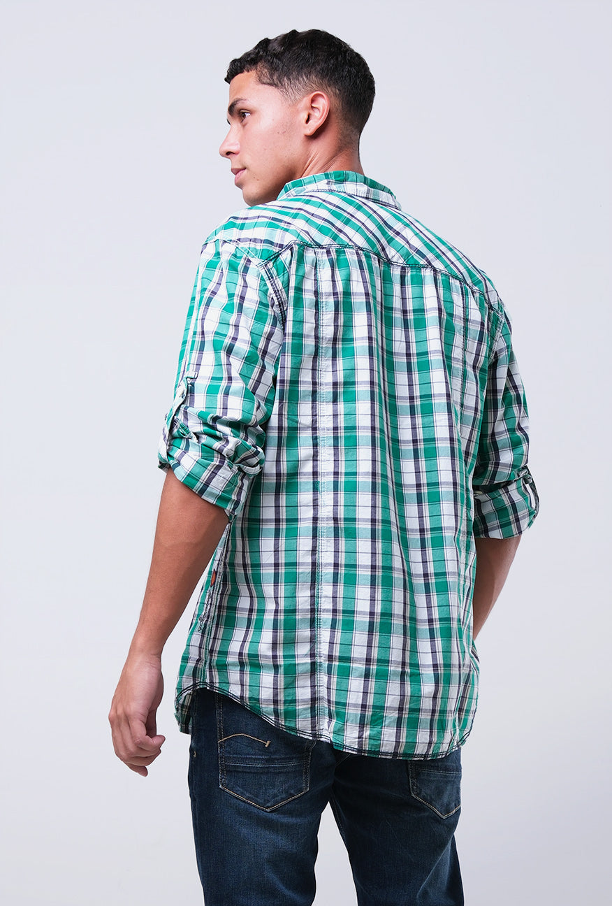 Kemeja Lengan Panjang Green Land Lg-08 White Green