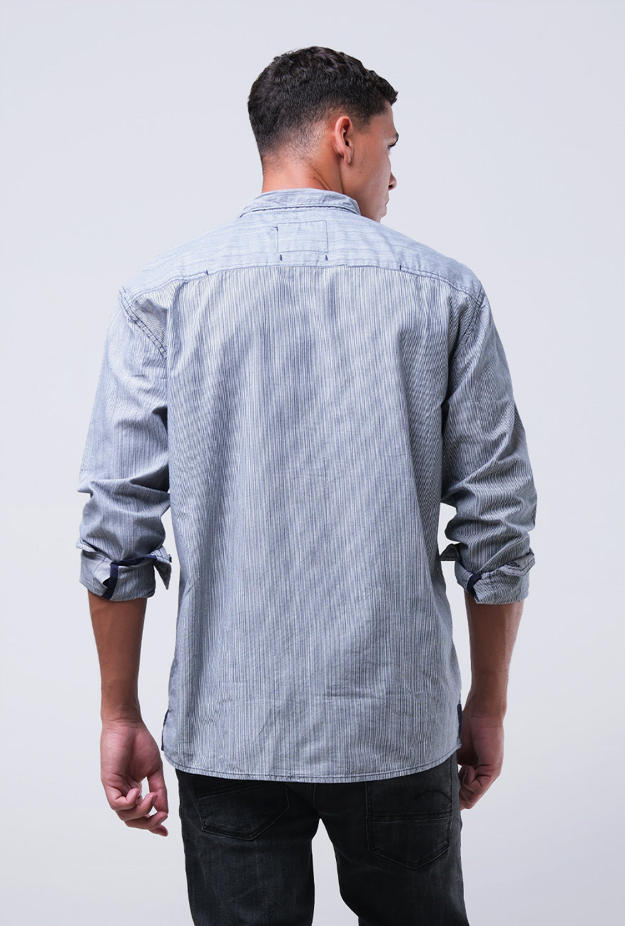 Kemeja Lengan Panjang Rainy Days Navy White