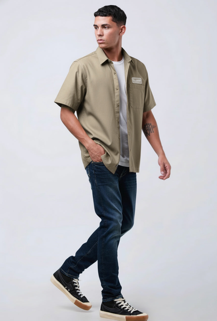 Kemeja Lengan Pendek Regular Mapex Olive