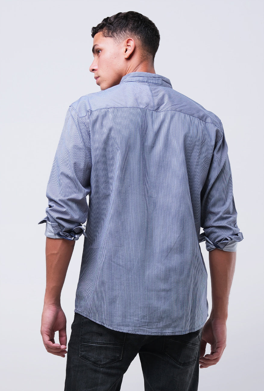 Kemeja Lengan Panjang Blue Vader Navy White