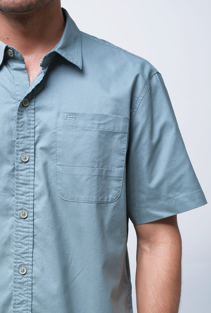 Kemeja Lengan Pendek Regular Dash Sage Green