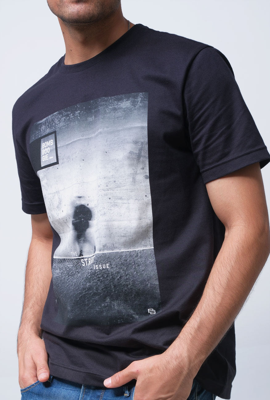 T-Shirt Lengan Pendek Slimfit Regrain Black