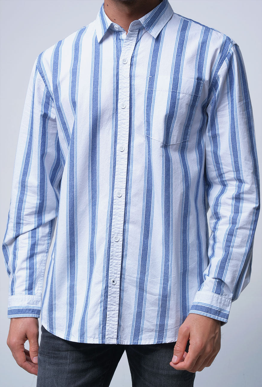 Kemeja Lengan Panjang Regular Rondo Offwhite Navy
