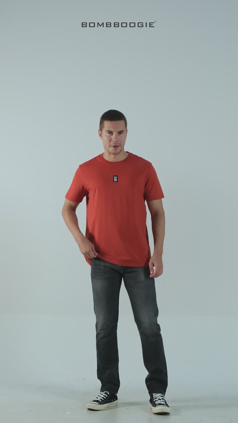 T-Shirt Lengan Pendek Slimfit Hambly Dark Orange